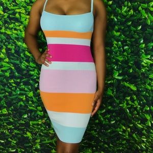 Strip Knit Ribbed Dress